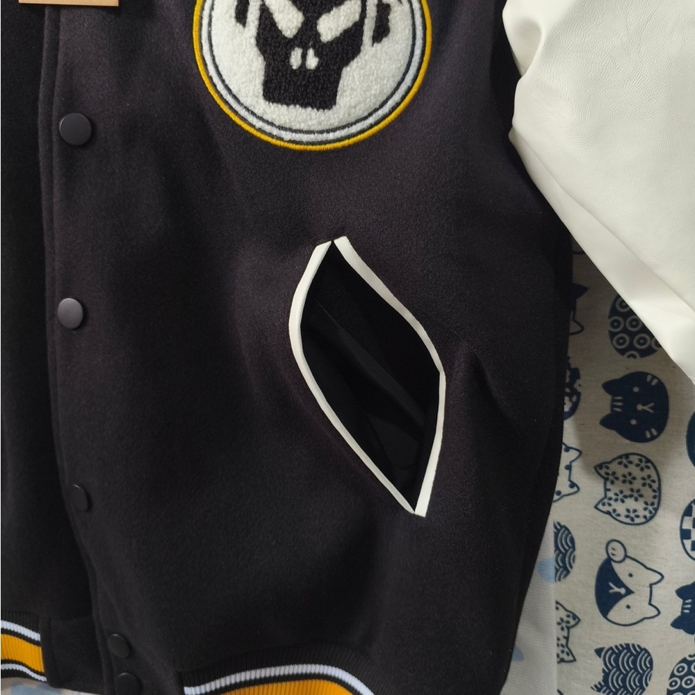 Stussy Black, White & Yellow Varsity Bomber Jacket - Picture 5 of 11